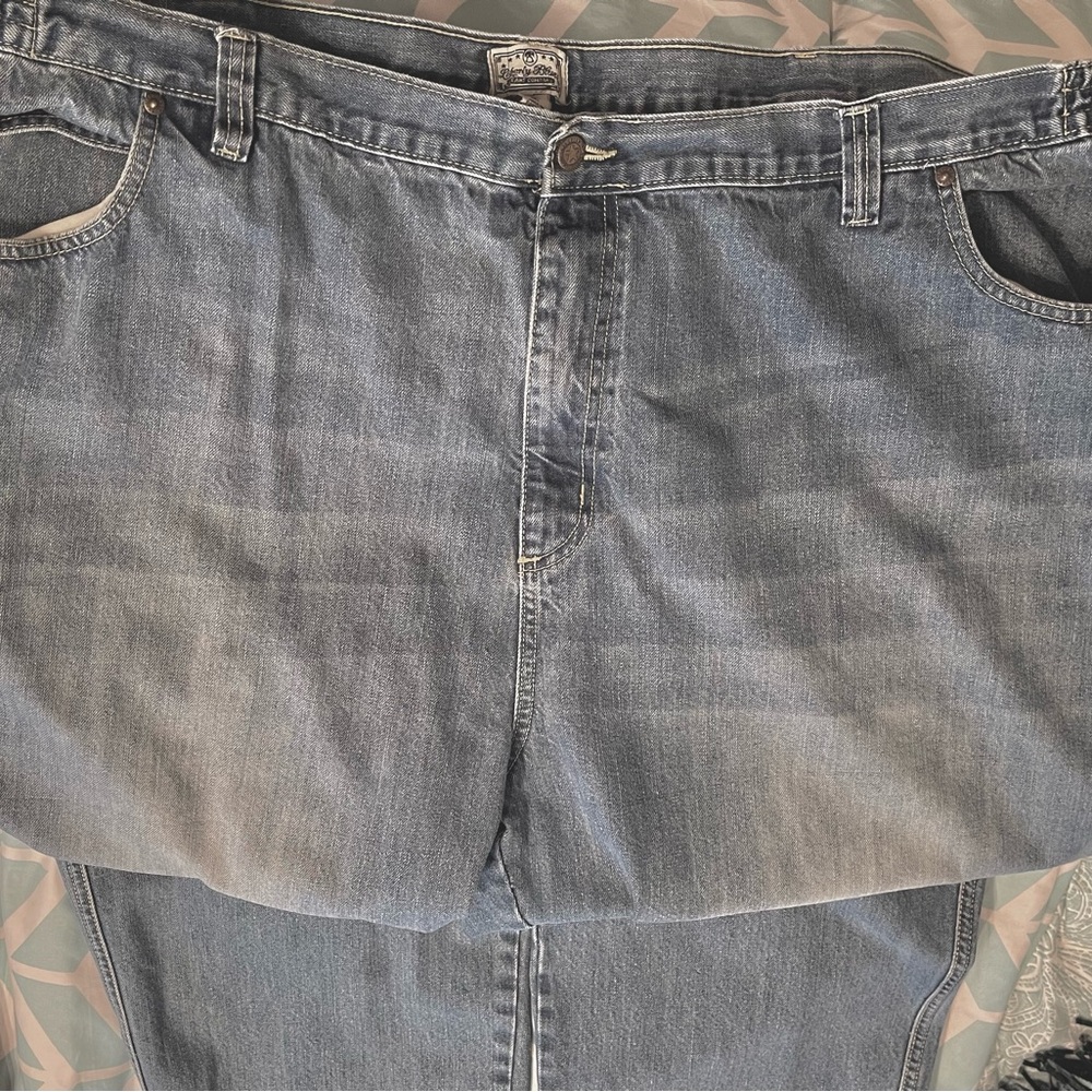 Big & Tall Man’s Liberty Blue Jeans, Faded Denim, 52x38 Big/Baggy